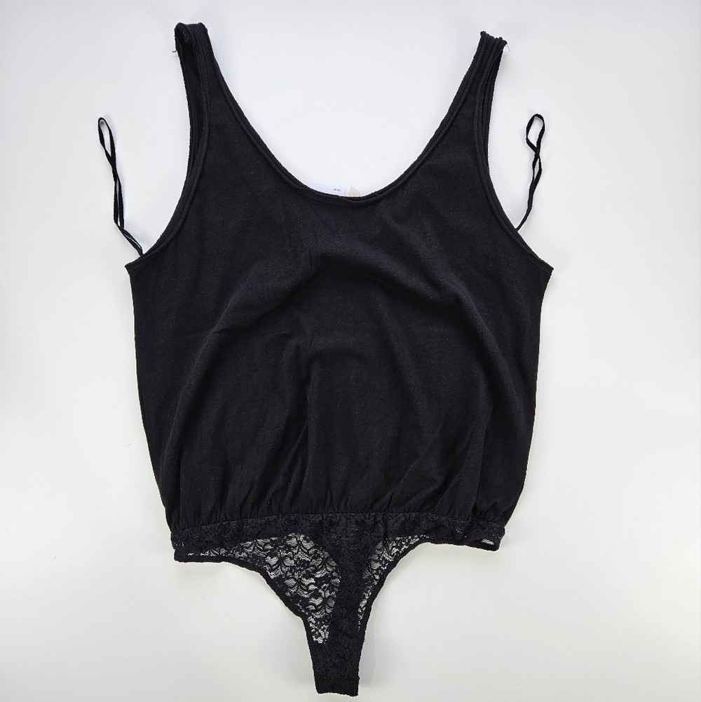 NWT Intimately Free People Black Lace-Trim Bodysuit Tank Top